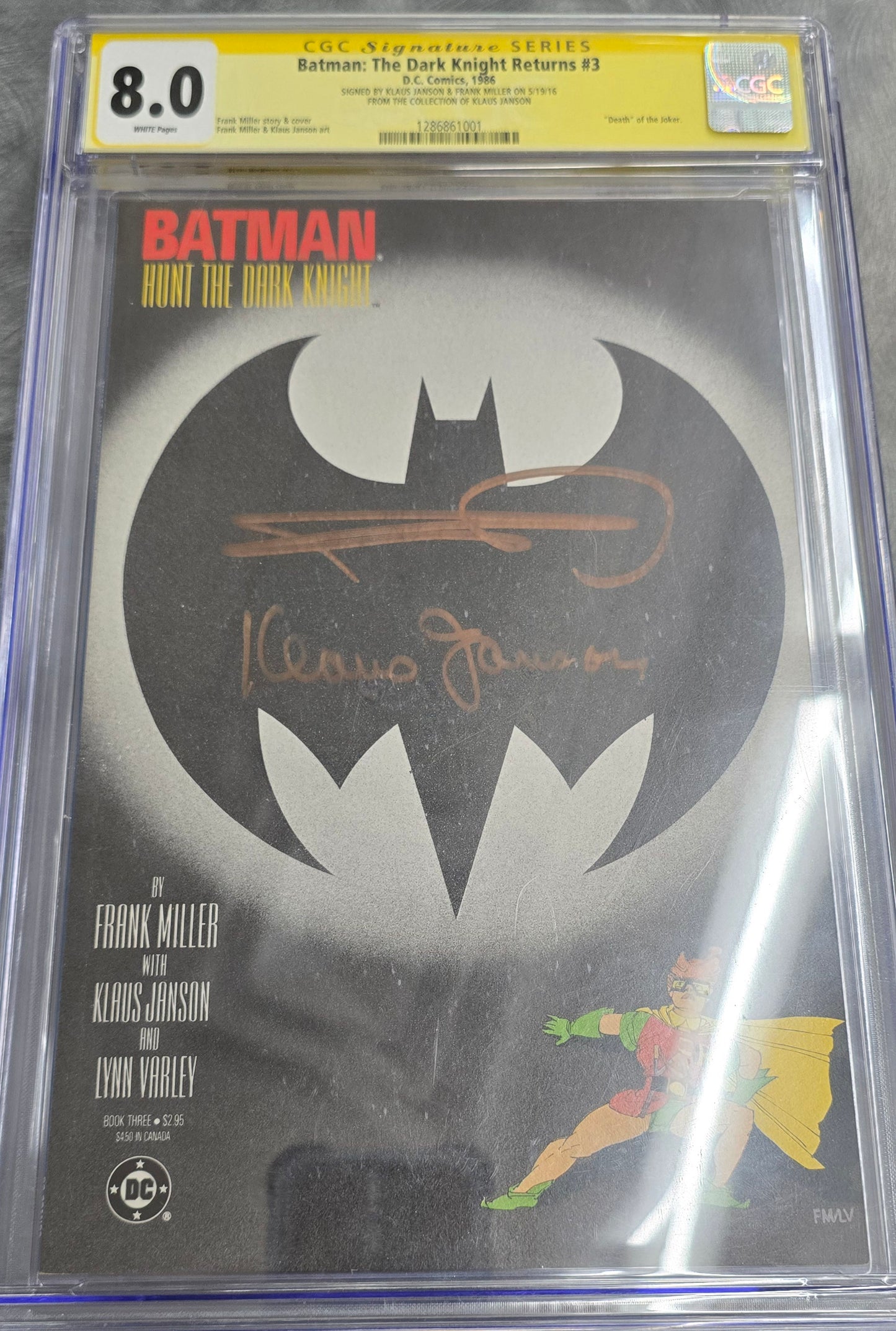 Batman: The Dark Knight Returns #3 CGC 8.0 Signed by Klaus Janson & Frank Miller