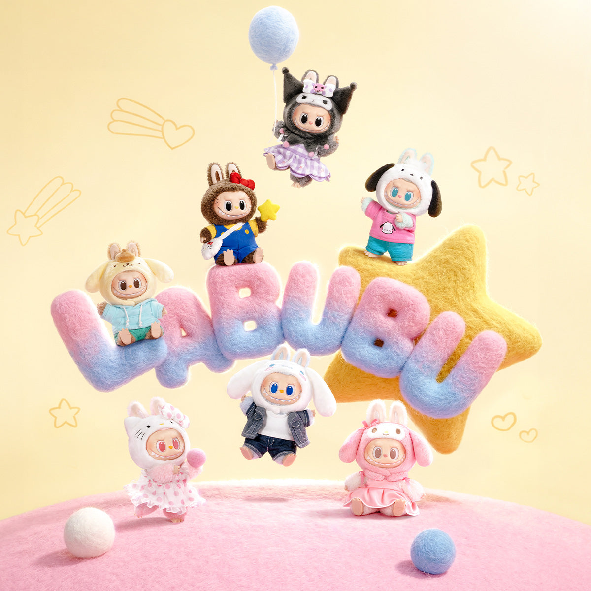 THE MONSTERS × Hello Kitty and Friends Series-Vinyl Plush Pendant Blind Box