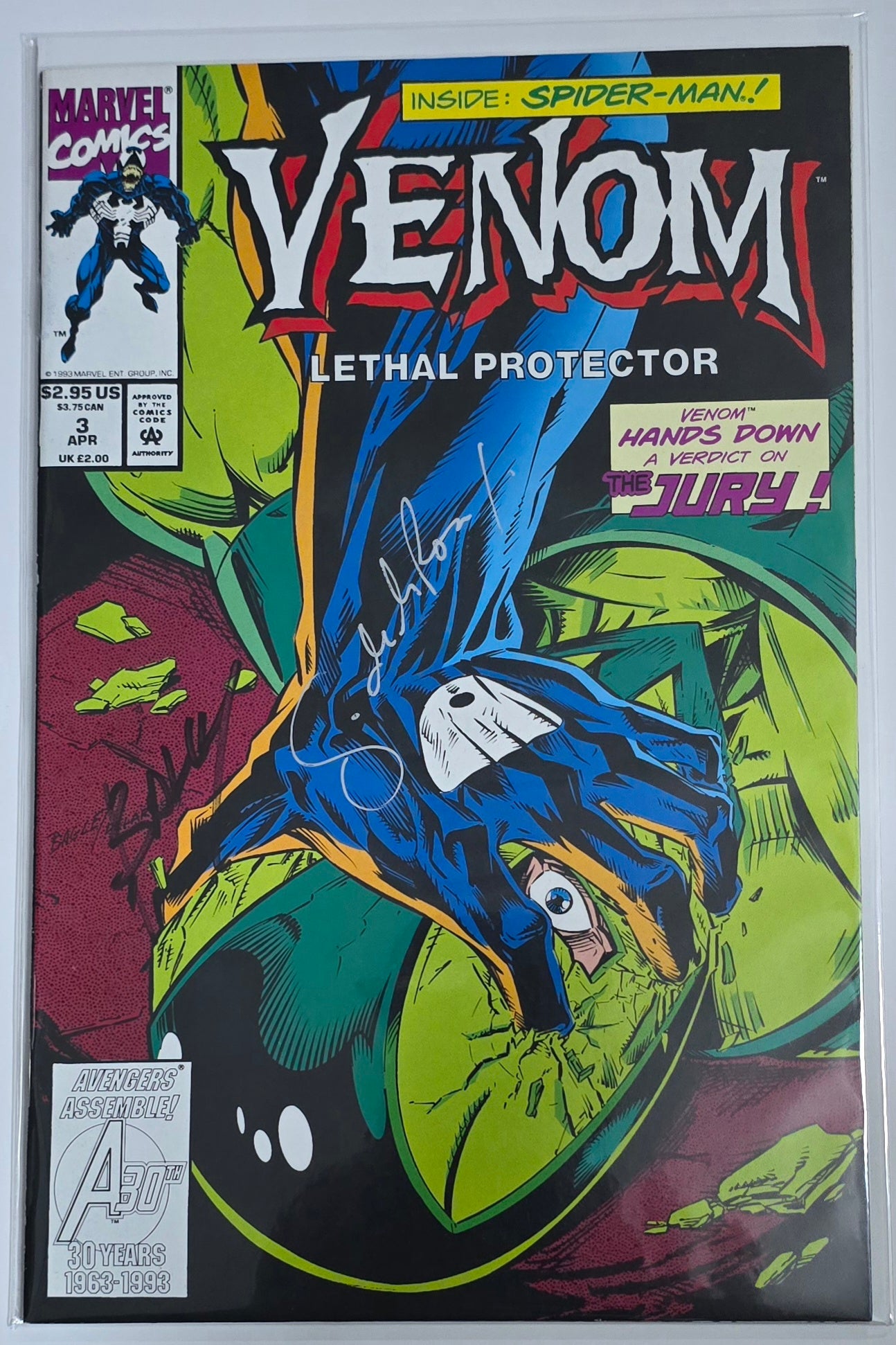 Venom Lethal Protector #3 1993 Signed by Sam De La Rosa & Mark Bagley