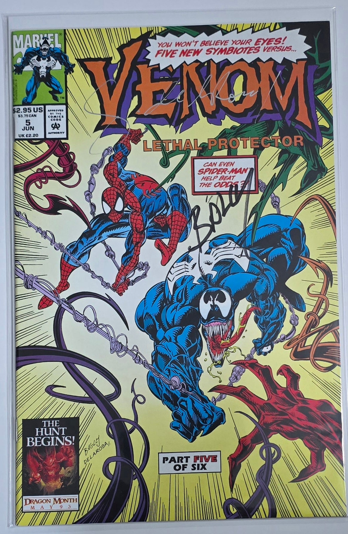 Venom Lethal Protector #5 1993 Signed by Sam De La Rosa & Mark Bagley