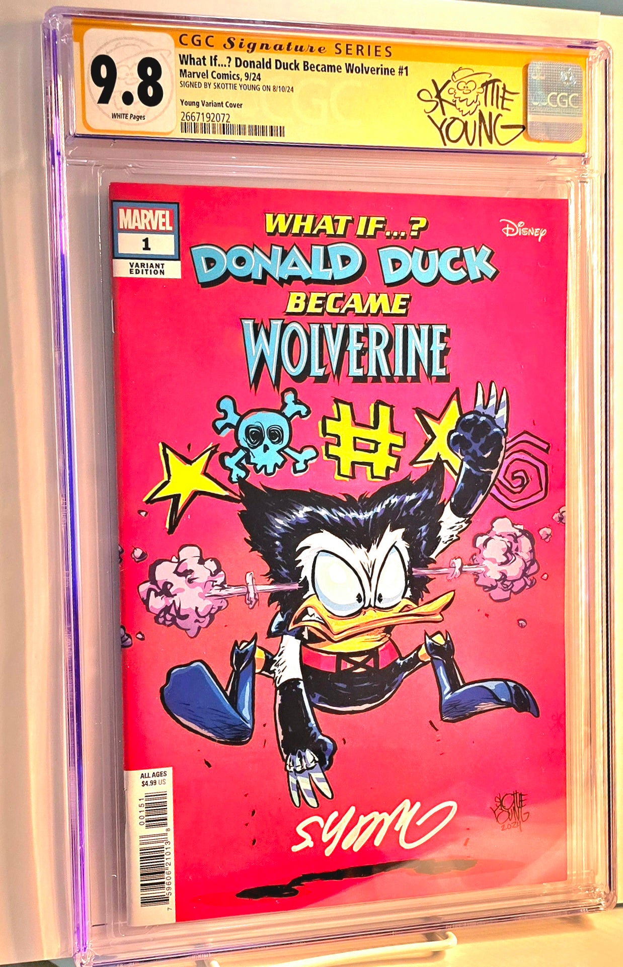 What If...? Donald Duck Became Wolverine #1 Signed Skottie Young Var CGC SS 9.8