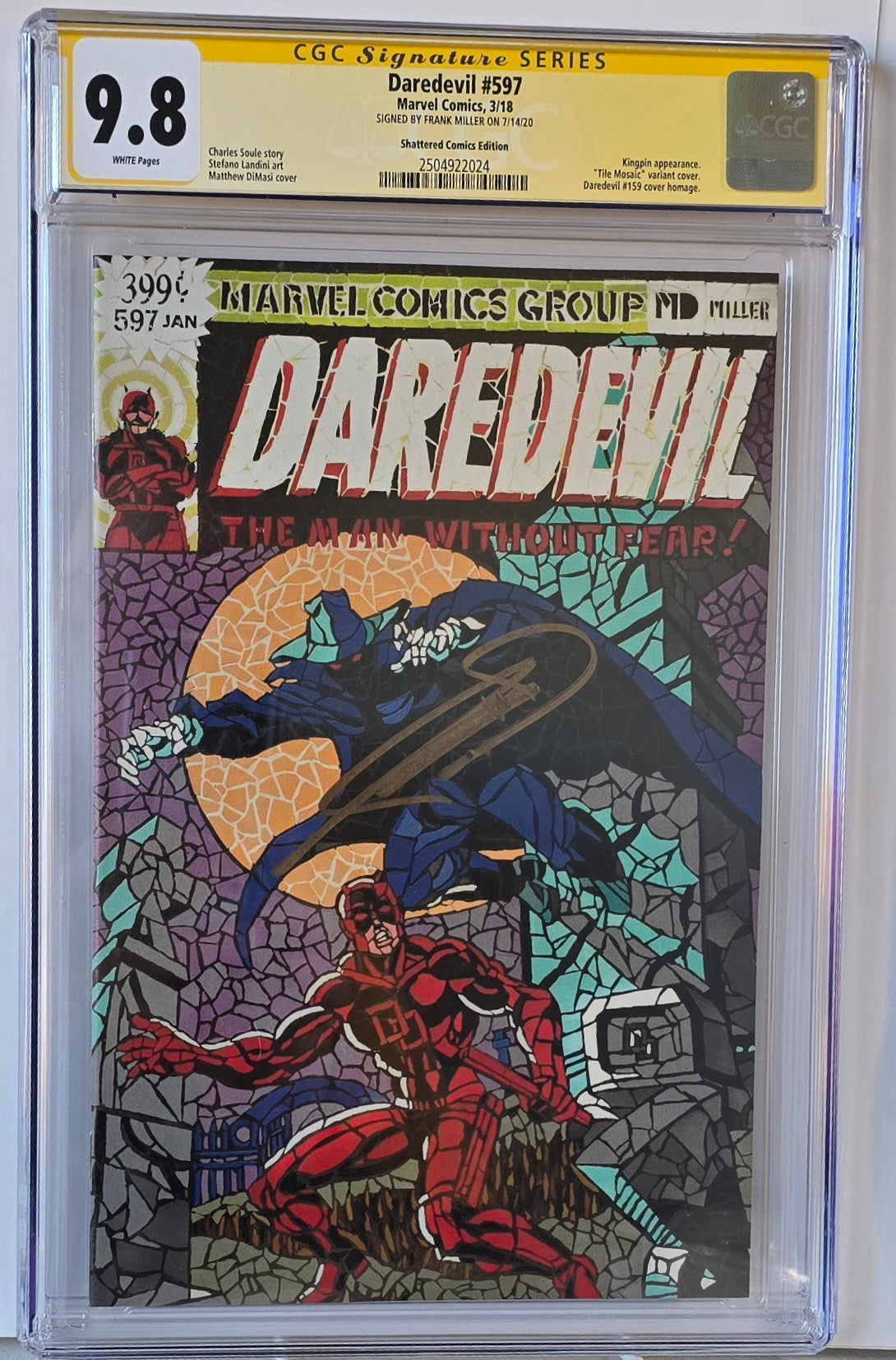 Daredevil #597 Shattered Edition Signed Frank Miller CGC SS 9.8