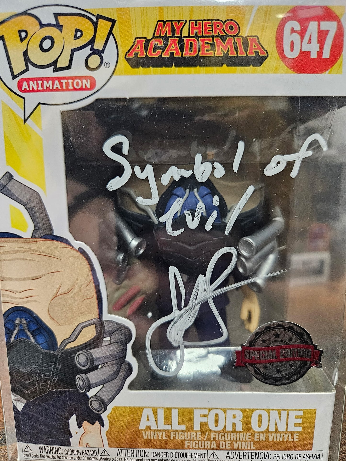 Pop! My Hero Academia All For One #647 Signed by John Swasey