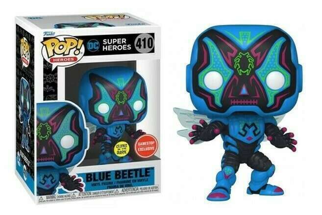 Funko Pop! Heroes: Blue Beetle #410 -Game Stop Exclusive - GITD