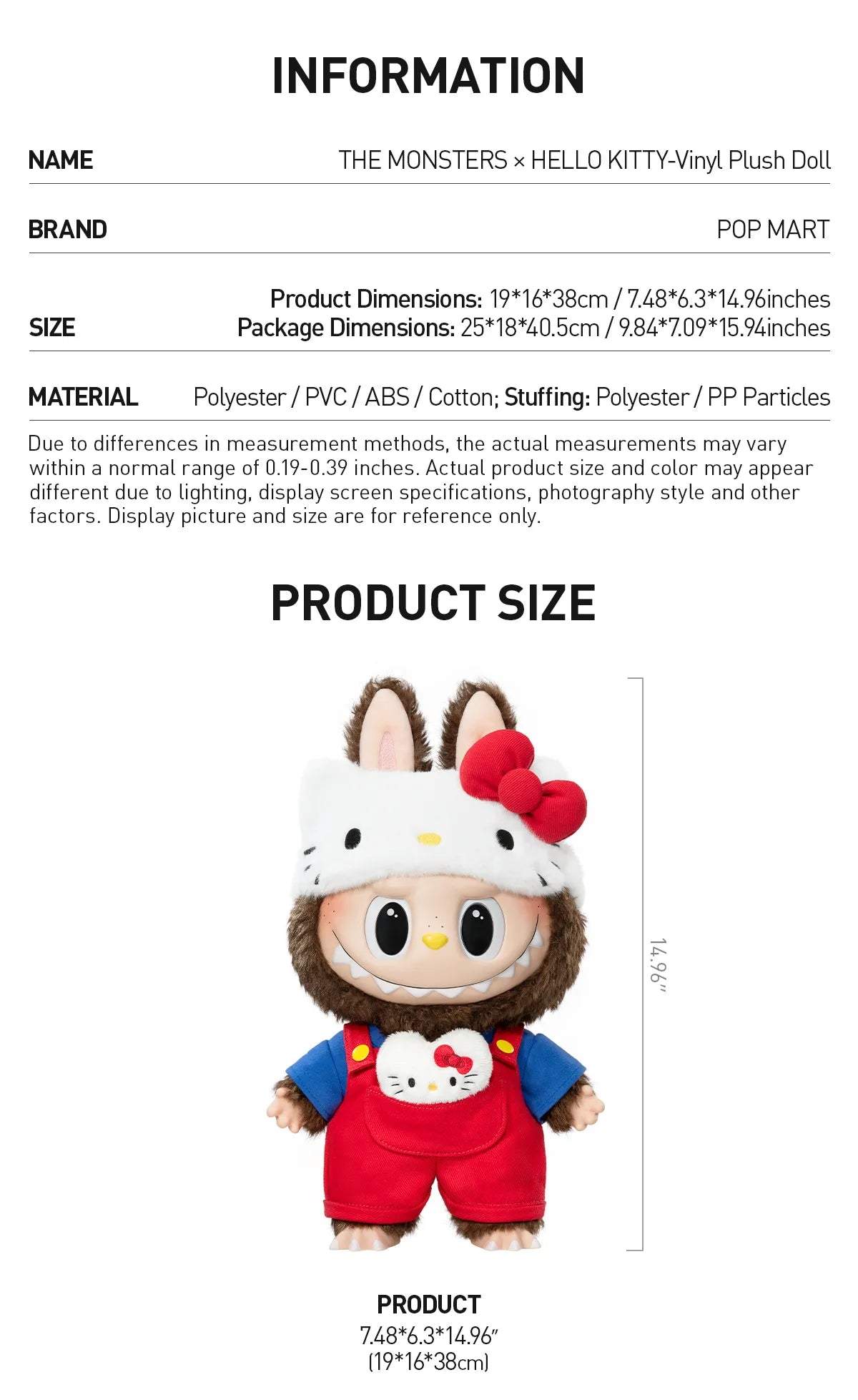 THE MONSTERS × HELLO KITTY - Vinyl Plush Doll - LARGE