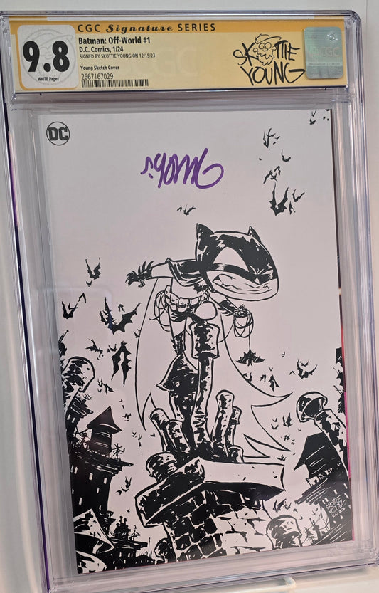 Batman: Off-World #1 Signed Skottie Young Sketch Cover CGC SS 9.8