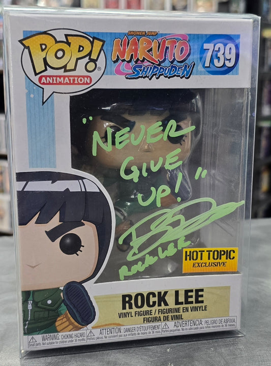 Funko Pop! Animation: Naruto Shippuden Rock Lee #739 Hot Topic Signed Brian Donovan