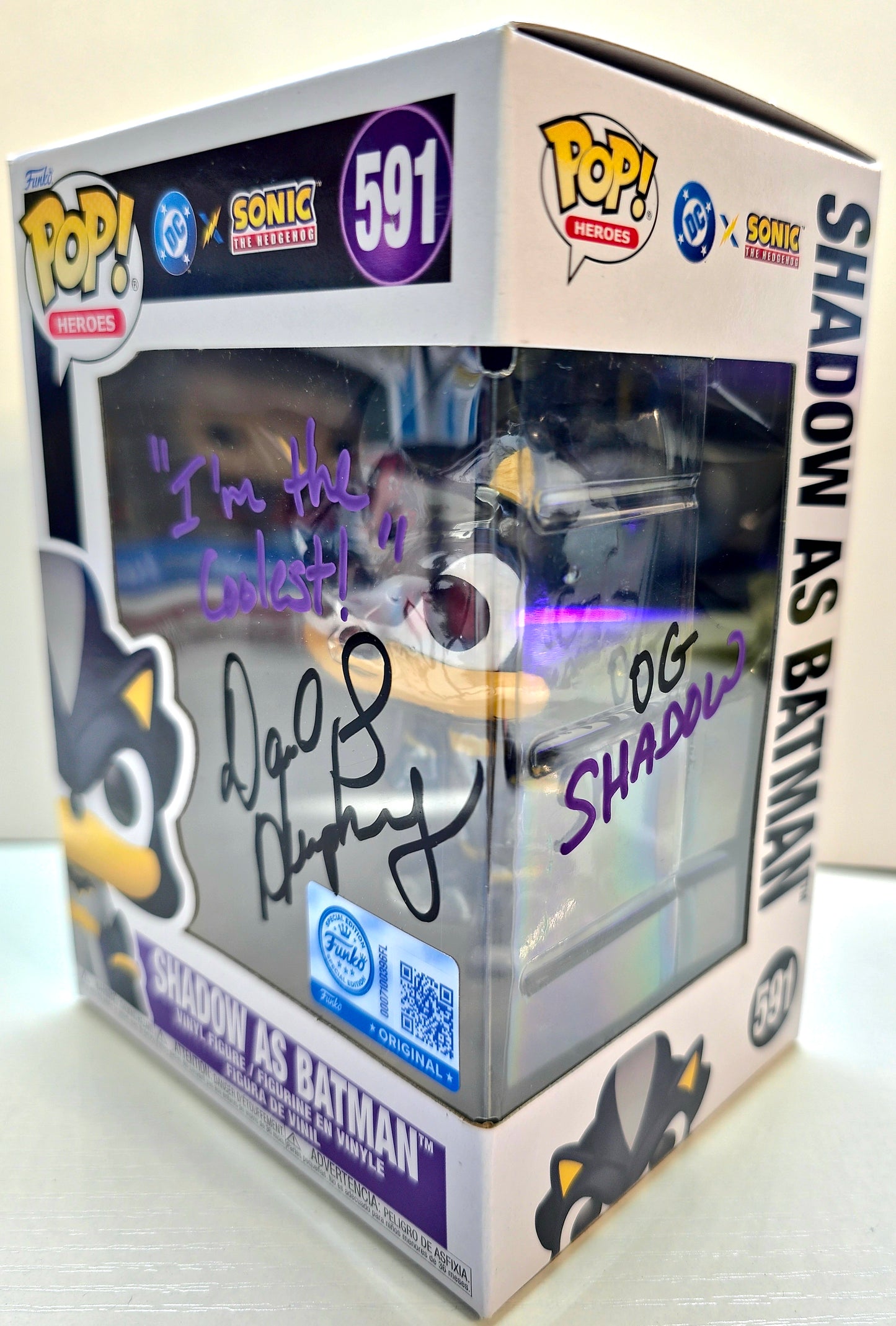 SIGNED - Funko POP! Heroes: DC Comics x Sonic - Shadow as Batman #591 - SIGNED by David Humphrey