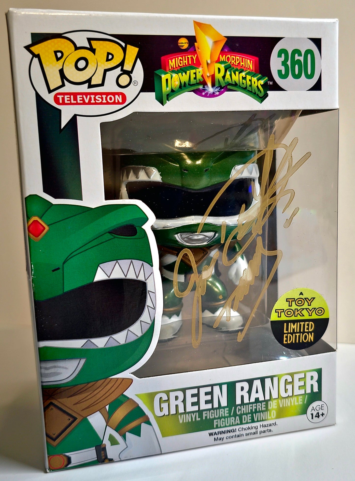 SIGNED - Funko Pop! Television: MMPR Green Ranger - Signed by Jason David Frank #360 - SIGNED Toy Tokyo Limited Edtion