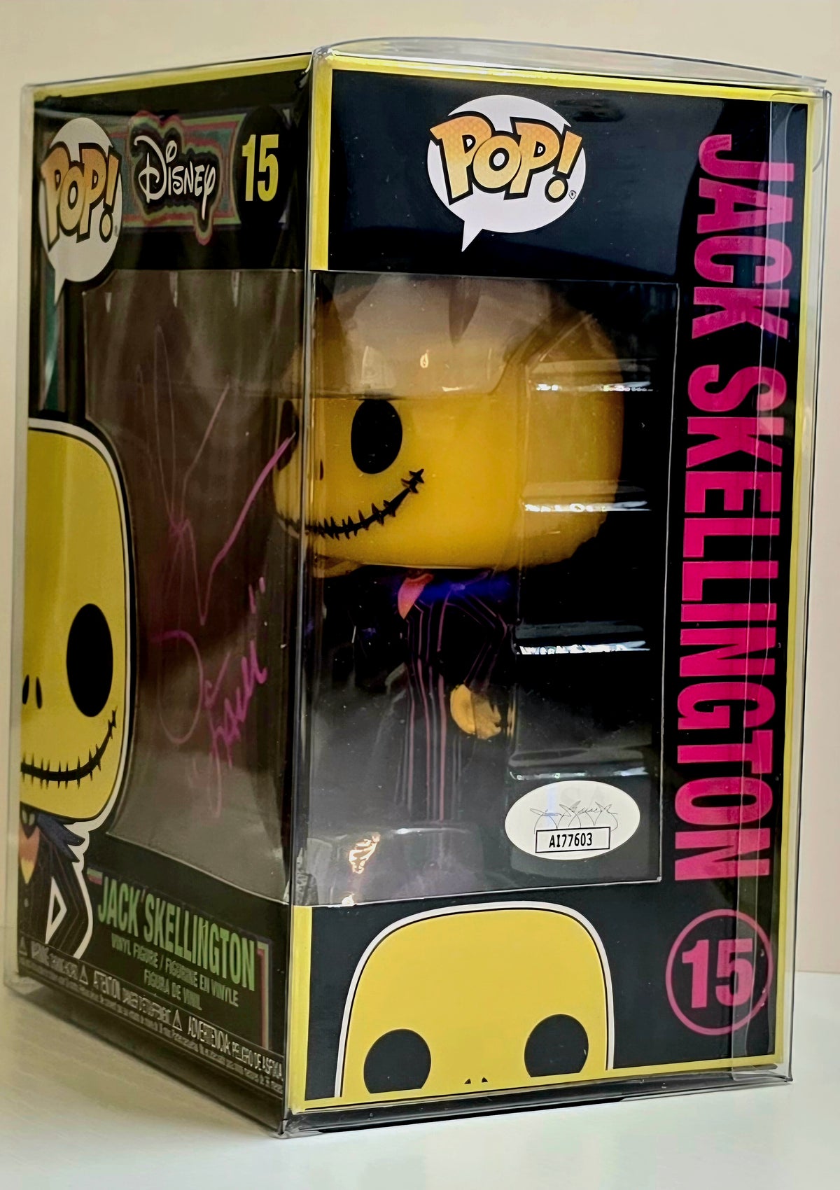 SIGNED -Funko Pop! The NBC: Blacklight - Jack Skellington #15 - SIGNED JSA AI77603