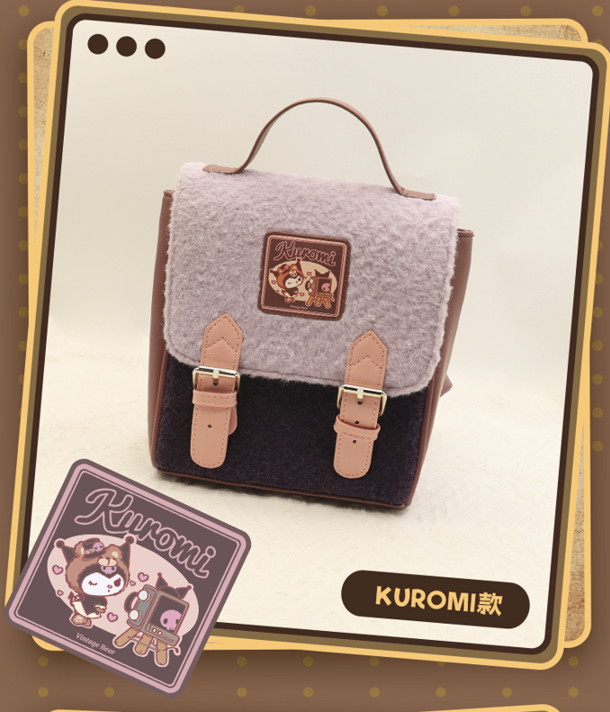 Sanrio Retro Teddy Bear Series Soft Plush Backpack (Kuromi)