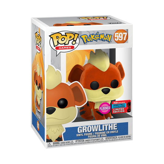 Funko Pop! Games: Pokemon - Growlithe #597 Flocked 2020 Fall Convention LTD