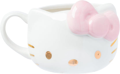 Hello Kitty Gold Pink Bow Electroplate Ceramic 3D Sculpt