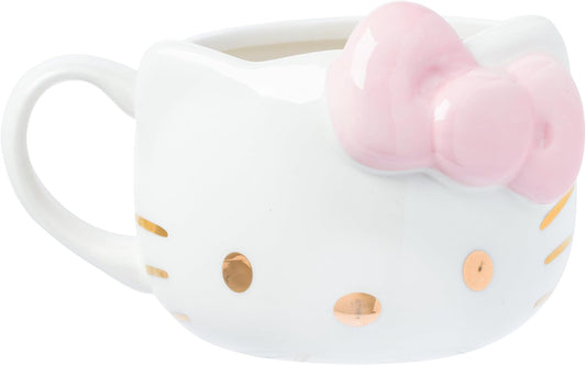 Hello Kitty Gold Pink Bow Electroplate Ceramic 3D Sculpt