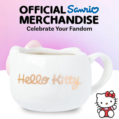 Hello Kitty Gold Pink Bow Electroplate Ceramic 3D Sculpt