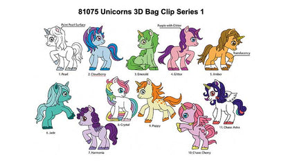 Unicorns 3D Foam Bag Clip, Series 1 - Pack