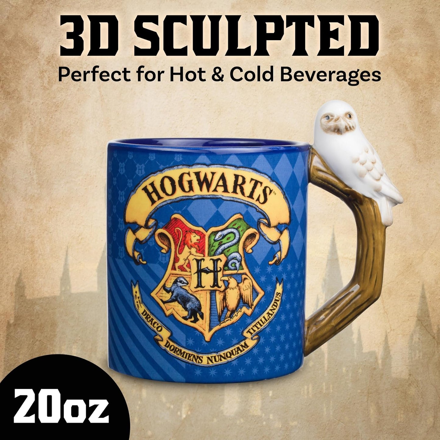 Harry Potter Hogwarts 20oz Shaped Handle Ceramic Mug
