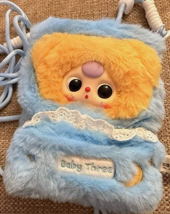 Baby Three Plush Phone Bag, Blue Bear Suprise