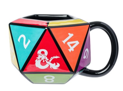 Dungeons & Dragons D20 Die Ceramic 3D Sculpted Mug