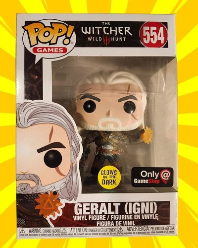 Funko Pop! The Witcher Geralt (IGNI) Glow In The Dark #554 GameStop Exclusive